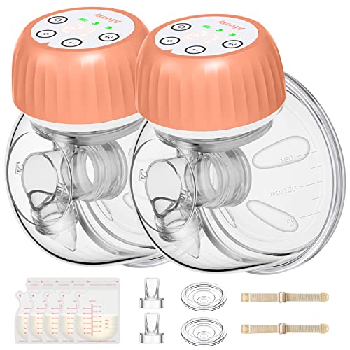 Wearable Breast Pump, [Painless Massage & Strong Pumping] Portable Hands Free Milk Extractor [3 Modes & 9 Levels] Low Noise USB-C Rechargeable Electric Breast Pump (2PCS)