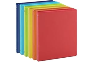 SUIN 0.5-inch 3-Ring Binder with 2 Interior Pockets, 0.5'' Basic Binders Holds US Letter Size 8.5'' x 11''for Office/Home/Back to School, 6 Pack (Assorted 6 Colors)