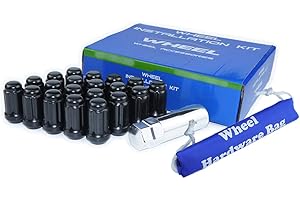 WHEEL CONNECT Spline Lug Nuts, Acorn for Conical Seat. 12X1.25 Thread, Set of 20 with 1 Key and 1 Storage bag, for Aftermarke