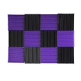 (12 Pk) Purple / Charcoal acoustic foam tiles soundproofing foam panels sound insulation soundproof foam padding sound dampening Studio sound proof padding 1" x 12" x 12"