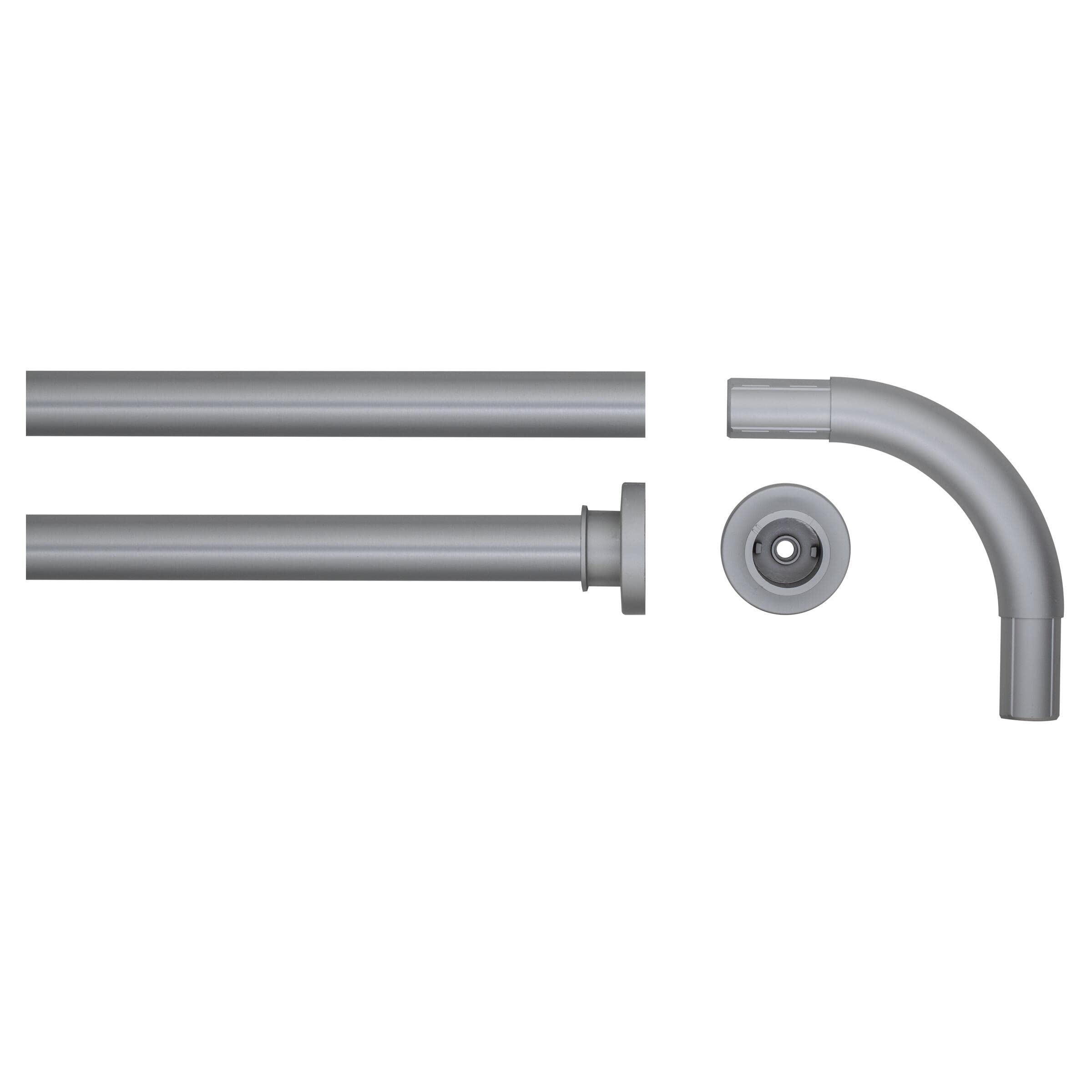 Sealskin Shower Curtain, Stainless Steel, Matt Aluminium, 2.8 x 90 x 2.8 cm