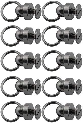 Youliang 10 Sets Pure Brass Pull Ring Pacifier Shaped Rivets with Screw in Suit Rivets Fasteners for Cell Phone Shell Accessories Gun Color