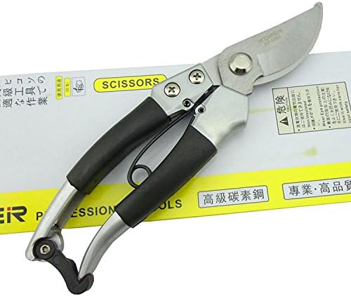 8 Inchs High Carbon Steel Sharp Tree Branch Pruning Shears Rubber Handle with Safety Lock shock absorbing spring