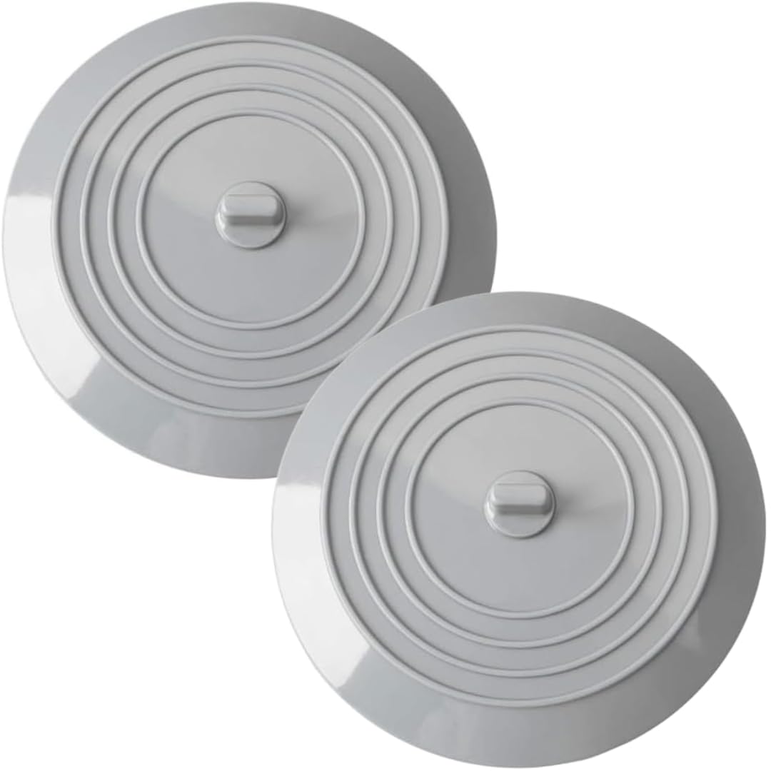 2PCS Universal Bath Stopper, 15cm, 6" Recyclable Silicon Drain Stopper | Upgraded Plug Cover for Kitchen Sink & Basin, Bathrooms and Laundries (2*Grey)