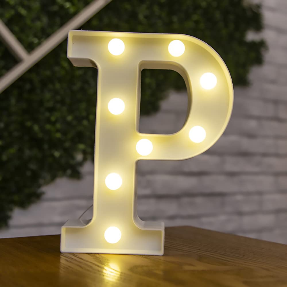 Tiardey letter lights LED symbol shape, Alphabet Plastic Marquee Table Lamps, Lighting up Words, Birthday Wedding Party Everyday Home Wall Hanging Decor-P
