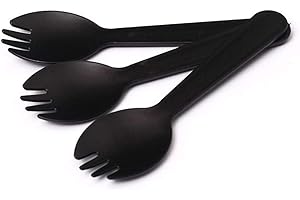 Daycount 100 Pieces Disposable Plastic Spork, Plastic Fork Spoon, Thick Strong and Durable, Plastic Sporks for Camping, Picni