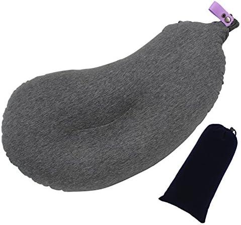 Inflatable Travel Neck Pillow with Carry Bag, SeugSun Travel Pillow for Airplanes, Home or Office Naps, Grey, Best Gift for Friends / Lovers / Colleagues