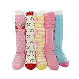 KF Baby Girl Cozy Soft Knee High Socks [Set of 5 Pairs], with Gift Bag