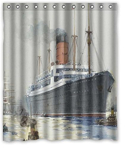 Comeciti Polyester Navigation Voyage Seafaring Navigate Sailing Boat Ship Vessel Jalor Art Painting Bath Curtains Width X Height / 60 X 72 Inches / W H 150 By 180 Cm Best Choice For Moth