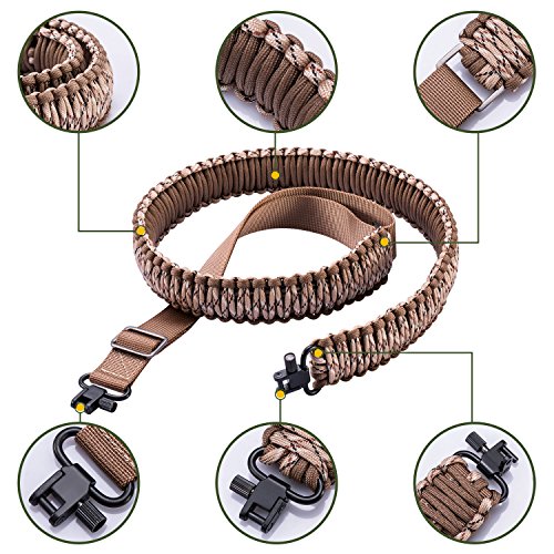 Soma Gun Sling Rifle Sling Paracord 550lb 2 Point Adjustable Strap for Tactical Rifle or Shotgun 4 Colors