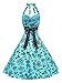 Light Blue 50s Halter Flock Tattoo Rockabilly Party Prom Dress