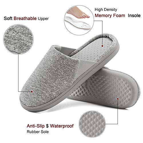 Neeseelily Women Memory Foam Comfort Anti-Slip House Slippers Slip On Breathable House Shoes Indoor Outdoor (8.5-9 B(M) US, Grey)