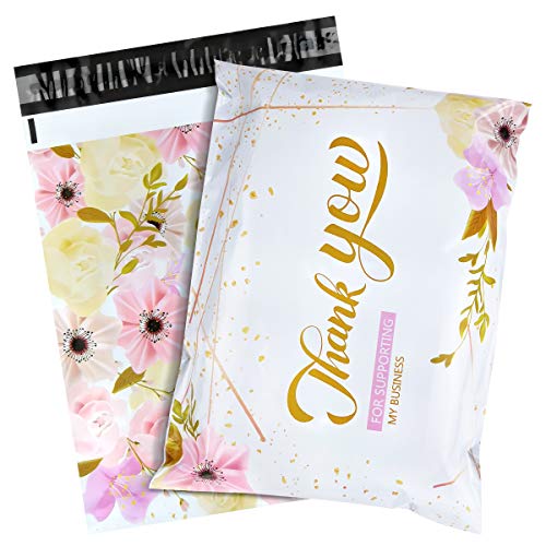 thumbnail image 2 of 100 Pack Poly Mailers 10x13 Inches - Self Seal Shipping Envelopes, Waterproof & Tear-Proof, Vibrant Flowers Print 2 of 12
