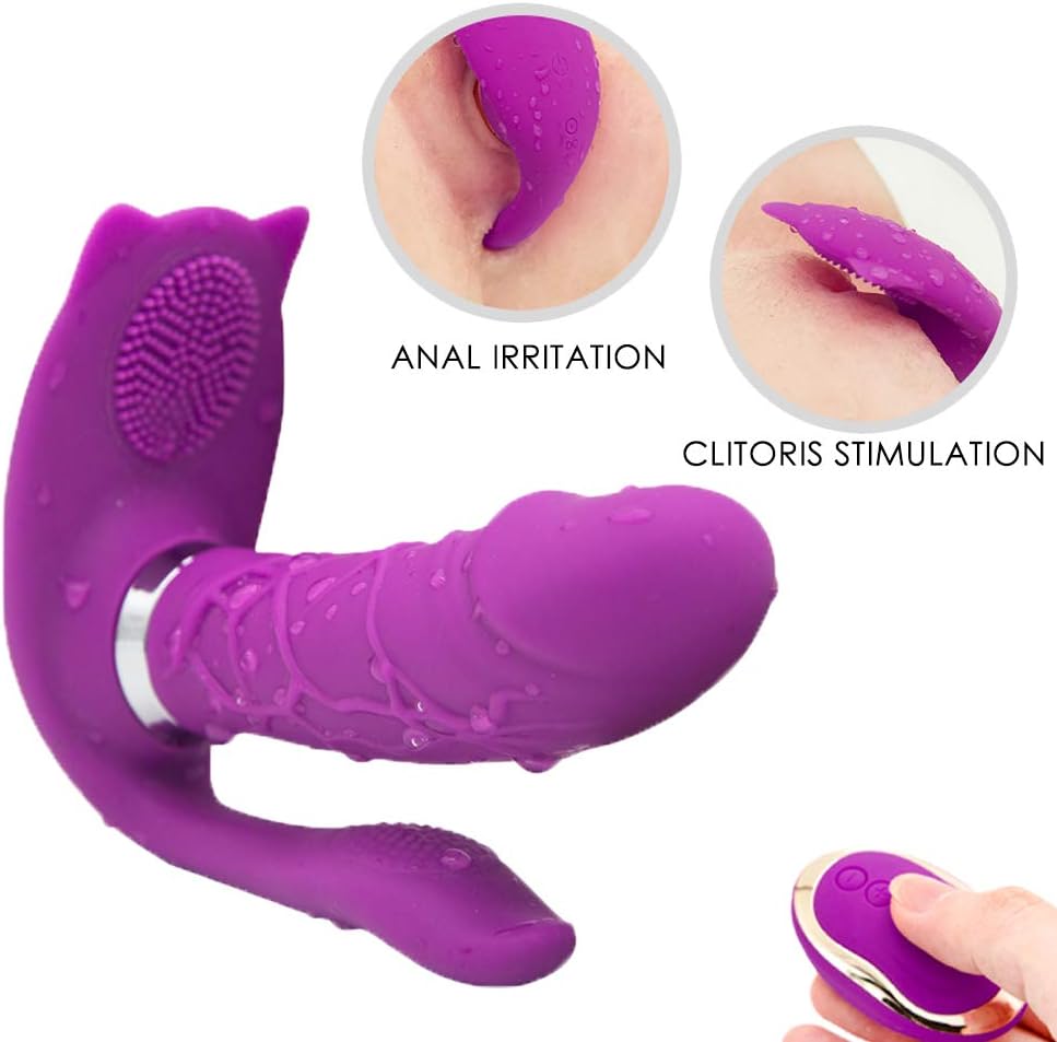 Portable Relaxation Tools Wearrable Heating Butterfly Multifunctional Vibretror Six Toys for Female Remote Control Waterproof Triple Body Massa-ger Rechargeable Simulater for Women Travel (Purple)