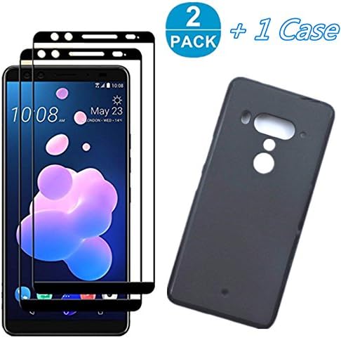for HTC U12 Plus Screen Protector with Soft Case (1 Set) - 2Pack Full Cover Screen Protector Tempered Glass + Black Soft Case For HTC U12 Plus HTC U12+