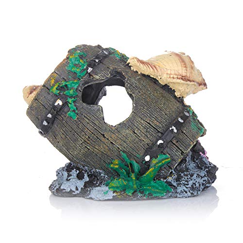 Molliy Fish Aquarium Decorations Resin Broken Barrel Cave Aquarium Ornament Decor - Thumbnail 2