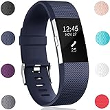 GEAK For Fitbit Charge 2 Bands, Classic Replacement Sport Accessory Strap Bands for Fitbit Charge 2 Large Classic-Navy blue