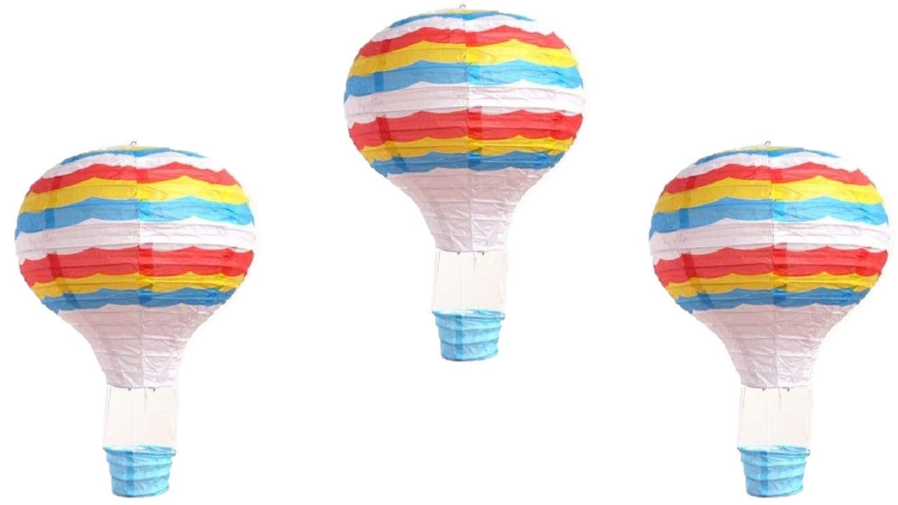 Matissa Pack of 3 Hot Air Balloon Paper Lantern Wedding Decoration Craft Lamp Shade (Colorful, 12" (30CM))