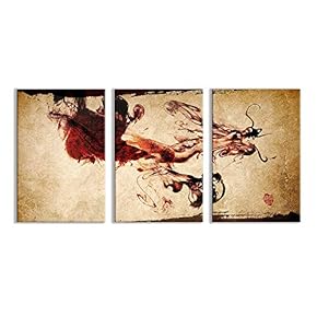 3 Plane Canvas Wall Art - Chinese Traditional Dragon Ink Painting Office Poster - Modern Home Art Stretched and Framed Ready to Hang - 16"x24" x 3 Panels