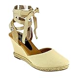 Beston CE04 Women's Platform Espadrille Lace Up Wedge Sandals Half A Size Small