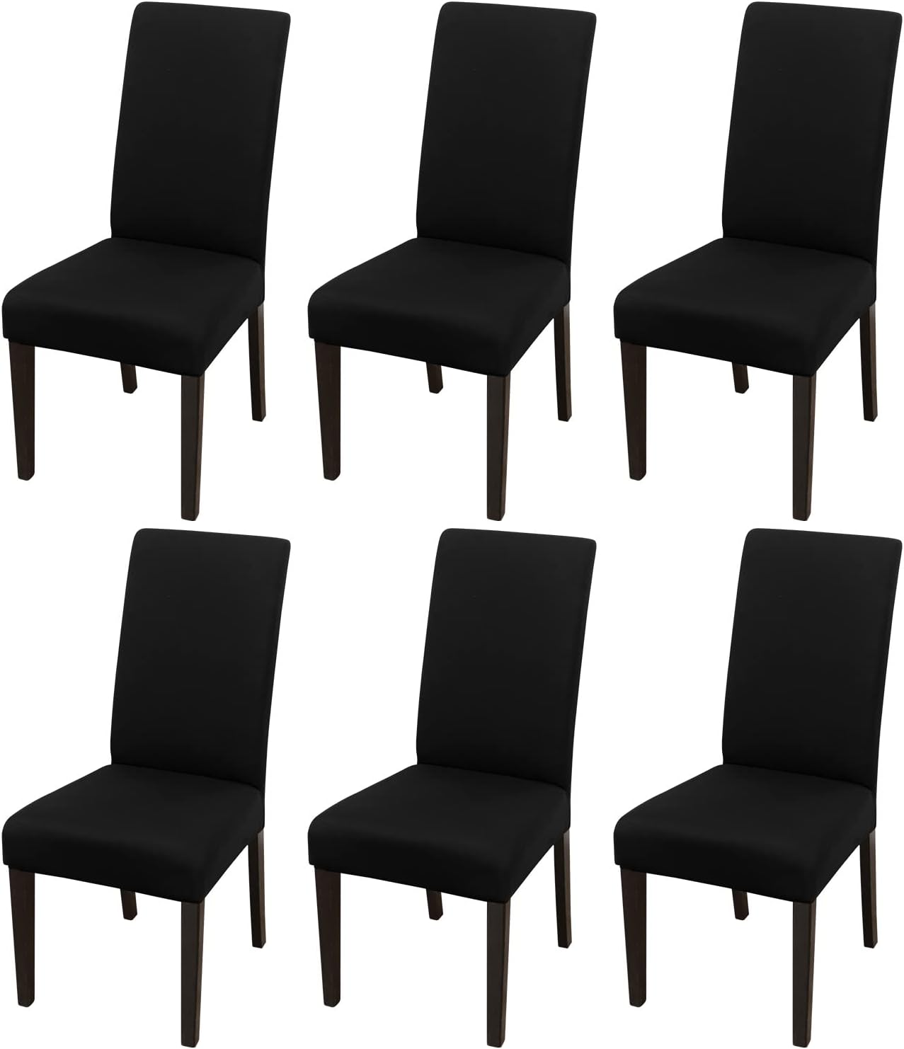 Slipcovers - JQinHome 6 Pcs Dining Chair Slipcover,High Stretch Removable Washable Chair Seat Protector Cover for Home Party Hotel Wedding Ceremony (Black)