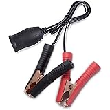 BESTEK 12V 24V Extension Cord Plug Socket with Battery Clamp, 3.9ft/1.2m 16AWG Battery Clip-On Car Cigarette Lighter Adapter