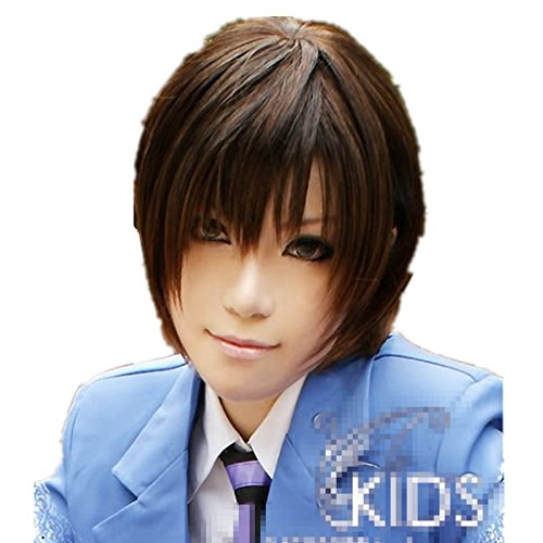 Mzcurse Ouran High School Host Club Haruhi Fujioka Short Brown Cosplay Hair Wig