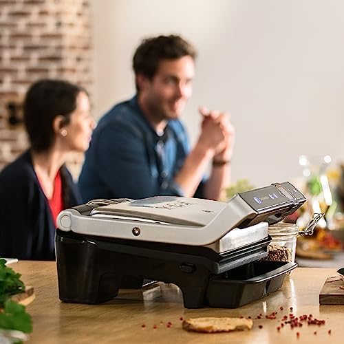 Optigrill Elite GC750D Grill parrilla eléctrica interior y exterior, sensor y 12 programas automáticos, sellado rápido, apto para lavavajillas, antiadherente, función sandwichera