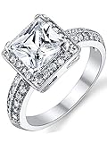 2 Carat Princess Cut Cubic Zirconia Sterling Silver 925 Wedding Engagement Ring Sizes 4 to 11