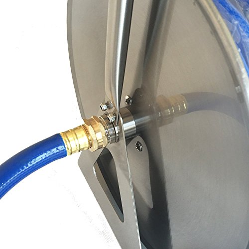 3-in-1 Deluxe Combo: Stainless Steel Garden Hose Reel with 200-Foot