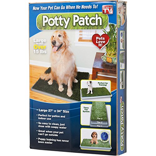 Protect Me Alert Series Potty Patch Economical Dog Litter Box and Grass Patch that Will Train Your Puppy and Keep Home Clean, Large - For Pets Over 15 lbs