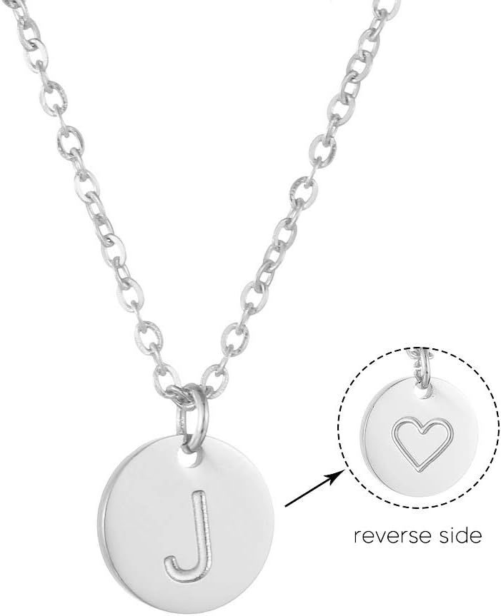 Initial Letter Necklace for Women Round Pendant with Heart Necklace Personalized Birthday Jewellery Gifts Gold/Silver/Rose Gold