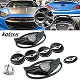 Kaizen Complete Set 7PC 3D Emblems With Double-side Tape On The Back Emblem Badge (Front Grille, Rear Trunk, Steering Wheel and Four Rims.) For 2010-2015 Hyundai GENESIS COUPE Color Black