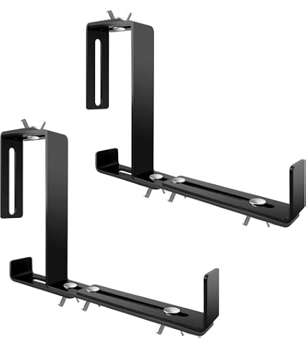SanSanYa 6-Pack Adjustable Window Box Planter Brackets - 5.92" To 13" Width, Black Iron, For Wood Or Concrete Walls