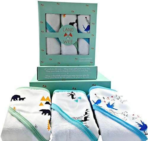 Land of the Wee, Bamboo Baby Washcloths (Set of 3) Naturally Organic, Recommended For Sensitive Baby Skin