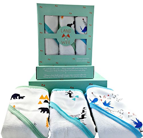 Land of the Wee, Bamboo Baby Washcloths (Set of 3) Naturally Organic, Recommended For Sensitive Baby Skin