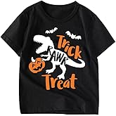 Kids Halloween Shirt Boys Girls Pumpkin Face Ghost Monster Truck Graphic Tees Toddler Halloween Short Sleeve Tops