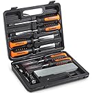 VonHaus 8 pc Craftsman Woodworking Wood Chisel Set for Carving with Honing Guide, Sharpening Stone and Storage Case