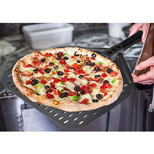 SHANGPEIXUAN Perforated Turning Peel 12 Inch Rectangular Pizza Turning Peel Aluminum Turning Pizza Peel Paddle(12×22 inch) - Thumbnail 6