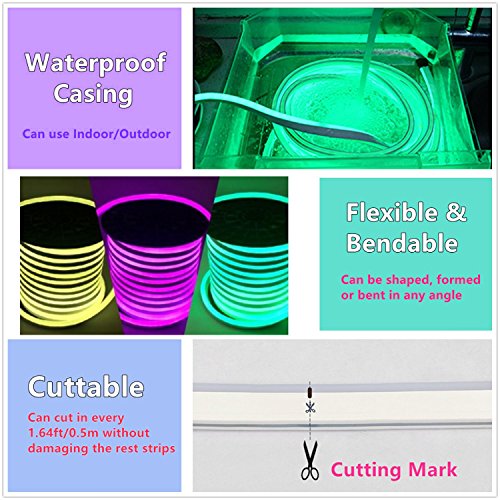 Vasten 30 ft LED Neon Rope Light 12V Flex LED Neon Tube Light Waterproof Resistant, Accessories Included - [Ideal For Christmas Lighting, Indoor/Outdoor Rope Lighting] [Ready to use] (RGB) - Thumbnail 2