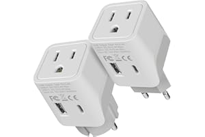 Ceptics European Travel Plug Adapter – Compact Type C & F Adapter with USB-C & A + USA Input – Safe Grounded Schuko Adapter – Travel Charger for France, Germany & More – CTU-9-9C-PK