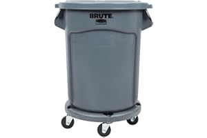 TableTop King Brute 20 Gallon Gray Trash Can, Lid, and Dolly Kit