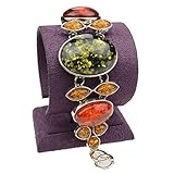 SUMAJU Bangle Bracelet, Exquisite Link Bracelets Green Oval Aritifical Amber Bowknot