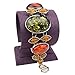 Bangle Bracelet SUMAJU Link Bracelets Green Oval Amber Gemstone Bowknot Silver Plated