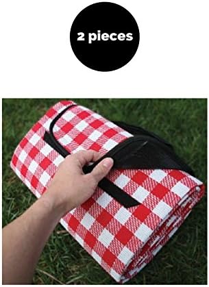 Camco Durable Waterproof Backing Picnic Blanket, Red and White Checkered, 51" x 59"