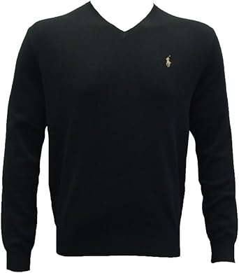 RALPH LAUREN POLO MENS LUXURY V NECK BLACK JUMPER/ SWEATER SIZE S/M/L/XL/XXL 100% PIMA COTTON (S 