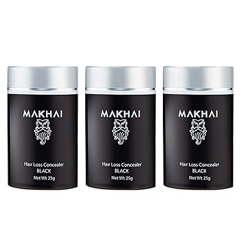 Makhai Hair Building Fibers/Hair Loss Concealer 25g (Black)- (Pack of 3)