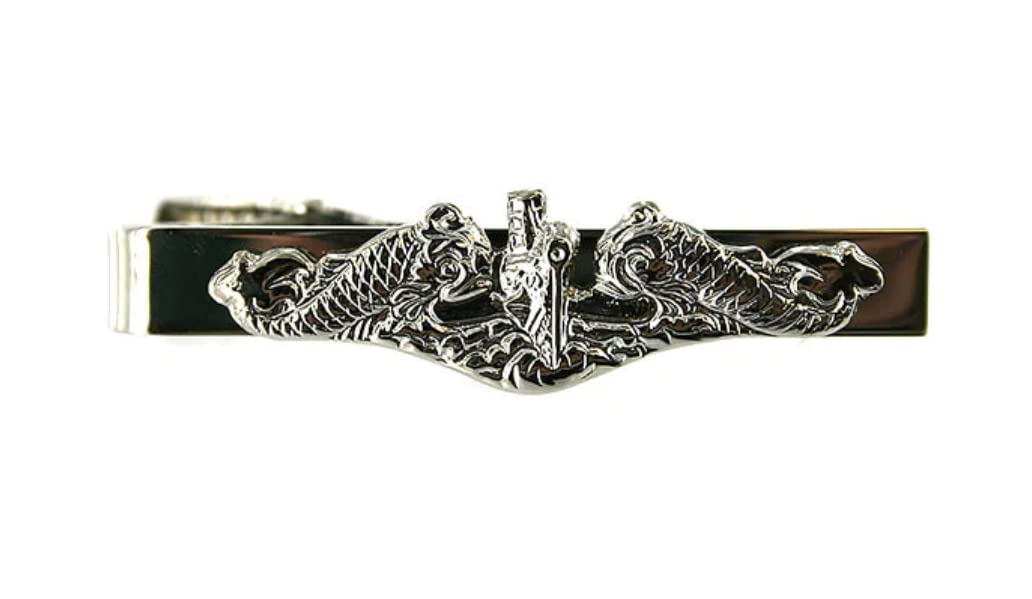 VANGUARD Navy TIE Clasp: Enlisted with Submarine Dolphin Insignia, metal