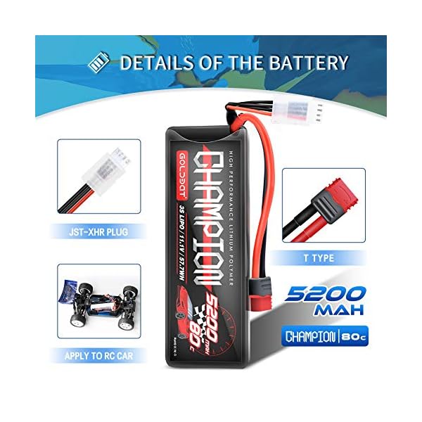 GOLDBAT 5200mAh RC lipo Akku 11.1V 80C 3S LiPo Batterie mit Deans Stecker für RC Car Evader BX Auto LKW Truggy Buggy… – Bild 5