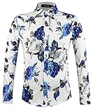 APTRO Men's 100% Cotton Floral Shirt Long Sleeve Flower Shirt Gift for Men